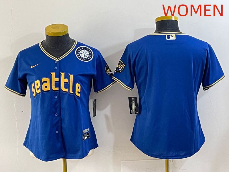 Women 2025 Seattle Mariners Blank Blue City Edition Nike MLB Jersey style 2->women mlb jersey->Women Jersey